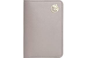 Lychii Passport Holder Cover, PU Leather Travel Wallet Case Organiser for Passport, Business Cards, Credit Cards, Boarding Passes (Grey Wallet)