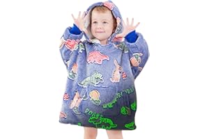 KIVEE Dinosaur Wearable Blanket Hoodie for Kids - Sweatshirt Blanket with Pocket for Toddler 2-6 Year Old, Dinosaur Gifts Toys for Kids Boys Girls Birthday