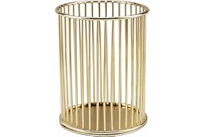 Pen Pencil Holder, Metal Wire Pen Pencil Cup Holders for Desk Cute Organizer, Makeup Brushes Cup Holder Organizer, 1PC Golden, by XieNie