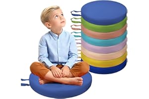THMINS 8-Pack Kids Floor Cushions,15 Inch Round with Handles - 2 Inch Thick Foam Flexible Seating for Daycare, Preschool, Classroom & Playroom - Soft Learning Pillows for Kids,Mixed Colors