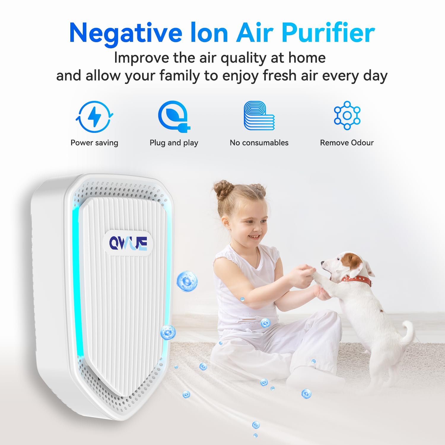 6Pack Air Ionizer Plug In, Filterless Home Negative Air Purifier, Quiet Air Freshener Portable Cleaner for Odors Smoke Dust, Air Purifiers for Home Office, Bedroom, Bathroom