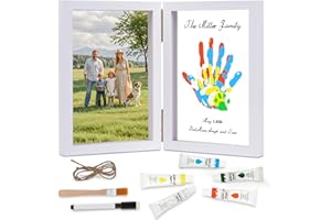 NABANCE Family Handprint Kit, DIY Baby Hand and Footprint Handmade Keepsake Wooden Frame, Family Gifts with 5 Non-Toxic Baby-Safe Paint, Ideas Gift for New Parents, Grandparents, Father's Day, Mother's Day