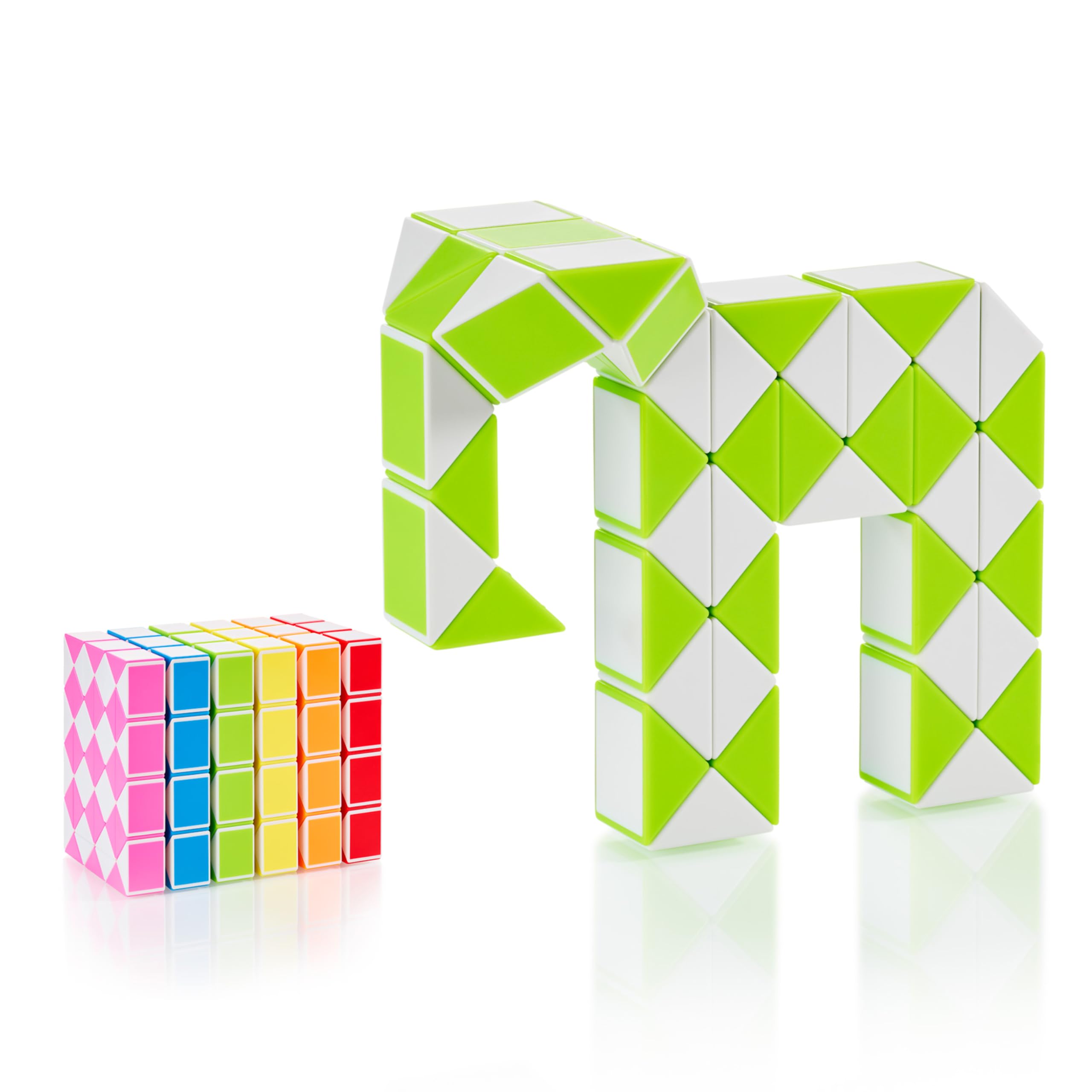 CUBIDI® Original Magic Snake - 48 Blocks Green | Puzzle Games for Children and Adults | Ideal as Party Bags Children's Birthday, Children's Birthday Party Favours or Small Gifts for Children