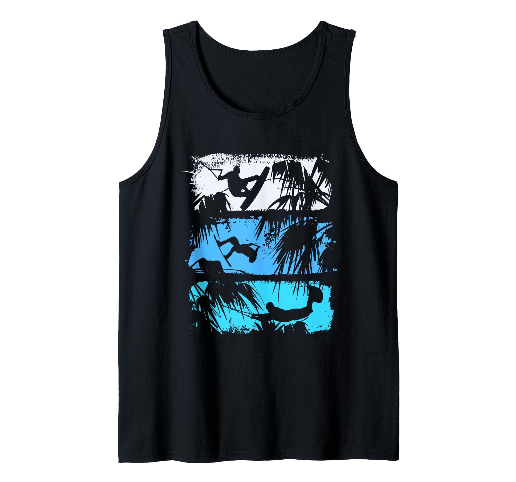 Wakeboard Lifestyle Vintage Design with Palm Trees in Logo Style Tank Top