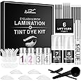 Lash Lift Brow Lamination and Tint Kit, Reddhoon 4 in 1 Eyebrow and Eyelash Perm Kit with Black Dye, Long-lasting for 6-8 Weeks, Safe & Easy to Use at Home Salon