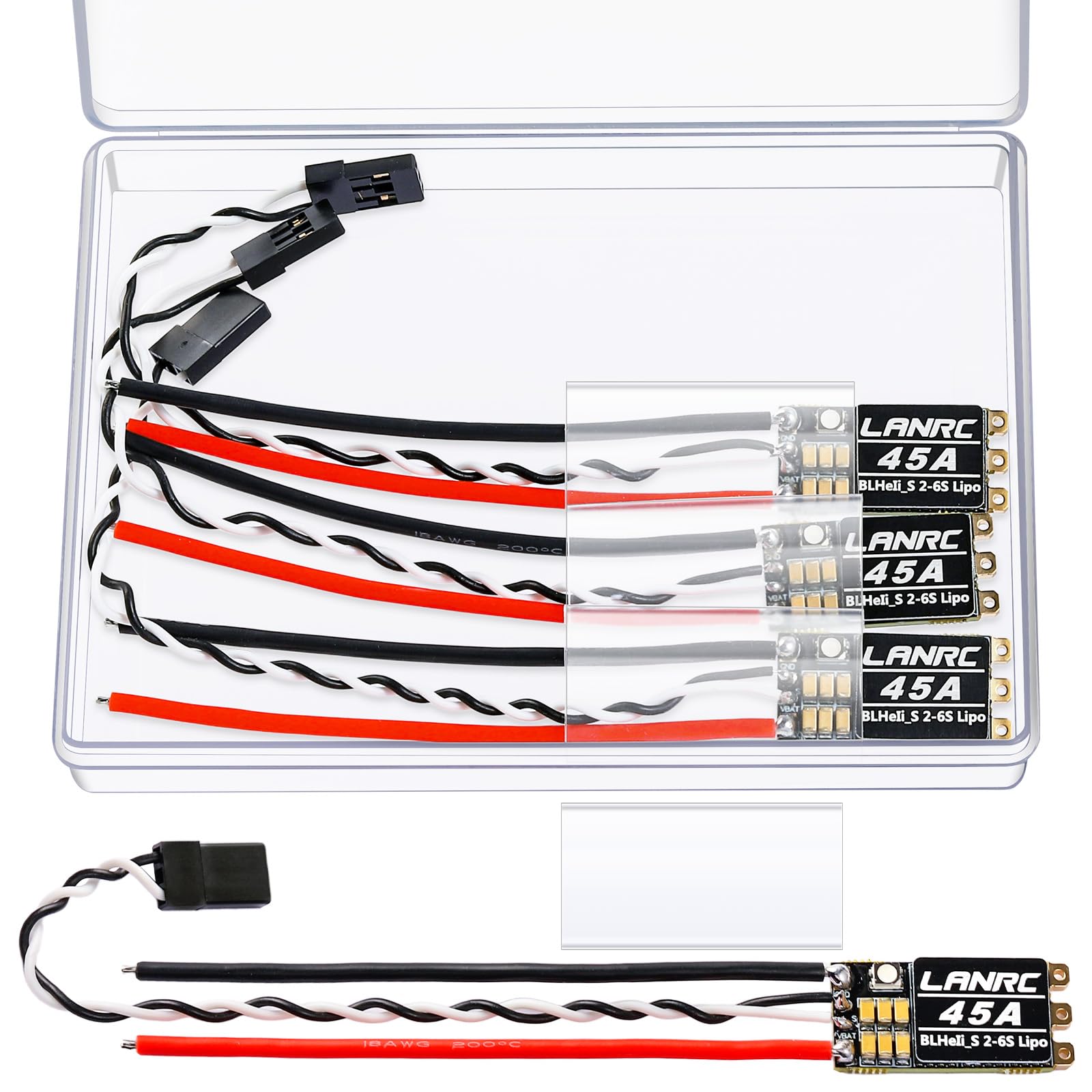 Photo 1 of HNYYZL 4Pcs 45A ESC 2-6S Brushless ESC Lipo BLHeli_S Brushless Electronic Speed Controller 45A RGB LED Damped Light Support D-Shot 150/300/600 for RC FPV Quadcopter