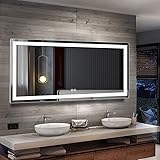 71 x 32 in Horizontal Dimmable LED Bathroom Mirror with Anti-Fog, Dimmable and Bluetooth Function Vertical and Horizontal Mou