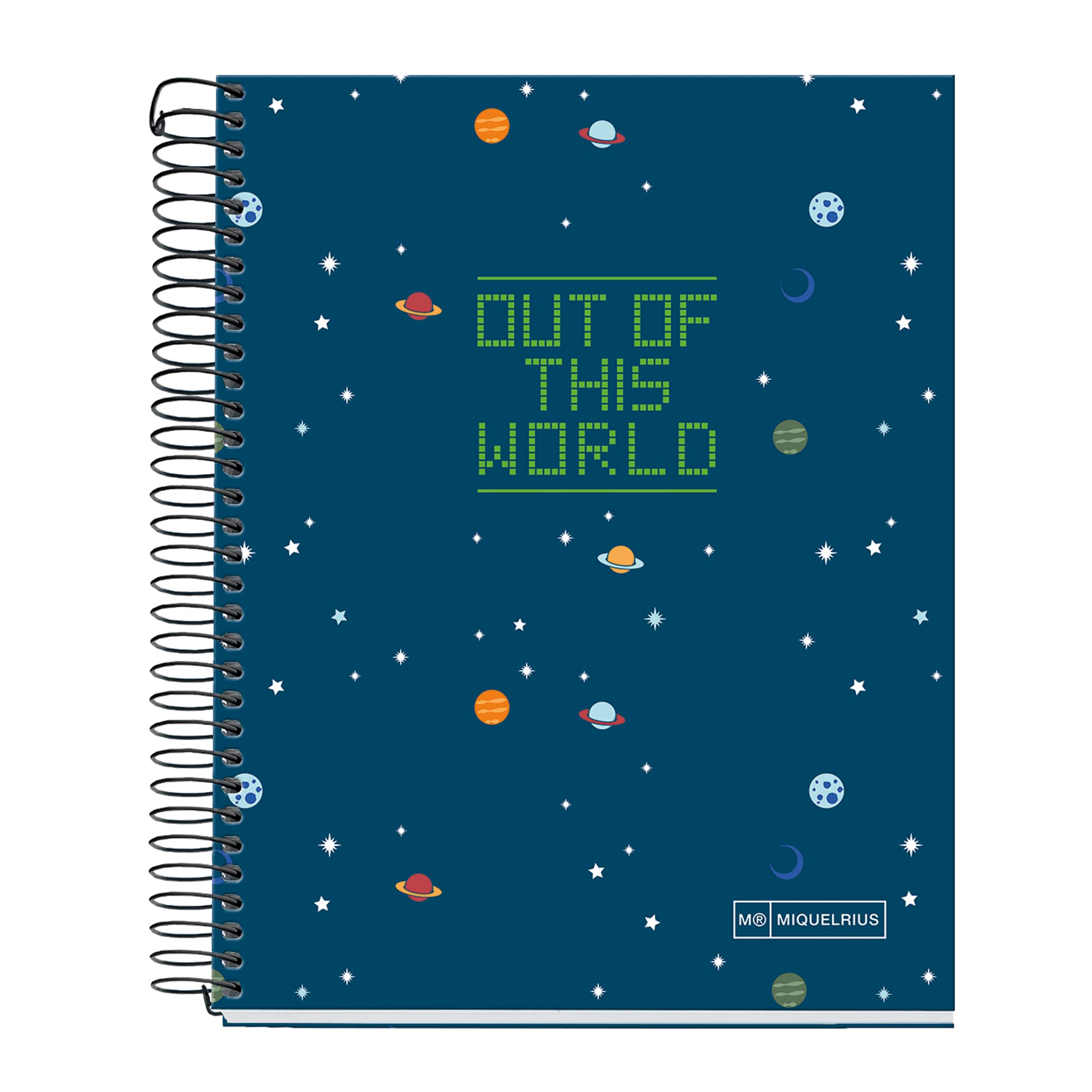 Miquelrius - A5 notebook, 4 colour strips, 140 sheets, 7 mm horizontal lines, 2 holes, micro-perforated, hard cover, My Space