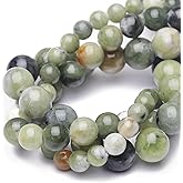 Chicager 8mm Natural Stone Beads for Jewelry Making,Taiwan Green Jade Polished Smooth Round Gemstone Beads for Bracelet Necklace 15 Inch