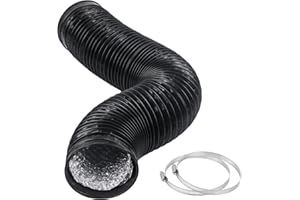 CABAX 4 Inch 5 Feet Air Ducting, Flexible Black Aluminum Vent Hose for HVAC Ventilation with 2 Clamps