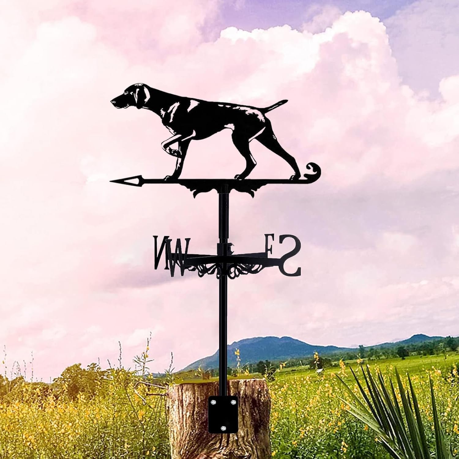 Weathervanes - Dragon Silhouette Weathervane Metal Weather Vane Wind Speed Direction Indicator for Farm Yard Garden Gazebo Decorations Home Decor Retro Creativity Weathercock,Black Hunting Dog