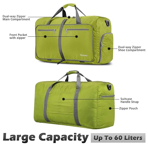 Gonex 60L Packable Travel Duffle Bag Foldable Duffel Bags for