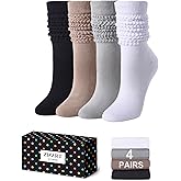 Zmart Slouchy Socks for Women - Pack of 4 Long Socks for Winter