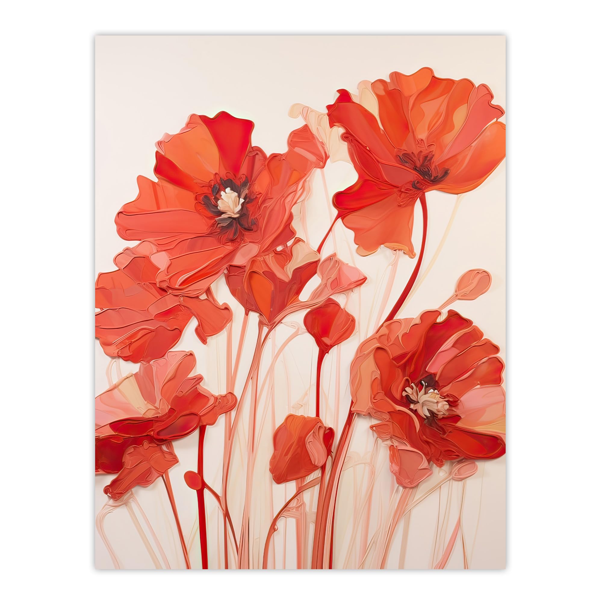 Artery8 Simplicity in Poppies Thick Paste Oil Painting Extra Large XL Wall Art Poster Print