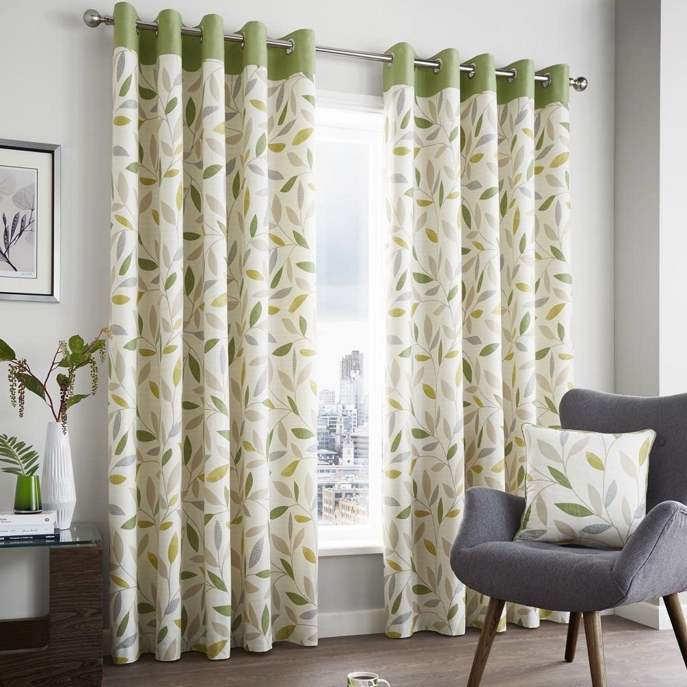 Fusion - Beechwood - Curtains, 168 x 137cm, Green, 66" Width x 54" Drop โ image 1