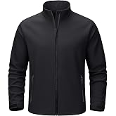 TACVASEN Men's Lightweight Softshell Waterproof Fleece Windbreaker Jacket | Full zip up, multi-pockets, adjustable hem, cuffs design | Breathable | For rain, hiking, camping