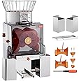 VBENLEM Commercial Juicer Machine, 110V Automatic Feeding Juice Extractor, 120W Orange Squeezer for 20-30 per Minute, with Pull-Out Filter Box SUS 304 Tank PP Cover and Two Peel Collecting Buckets