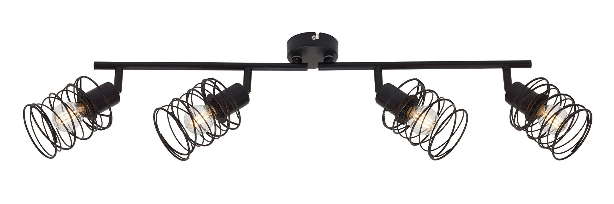 Briloner Leuchten - Spotlight, 4 lamp Ceiling Spotlight, Retro Ceiling lamp, Vintage, Adjustable Swivel-Mounted Spotlight, Black Steel, 4 x E14, max. 40 Watts, Metal, Black