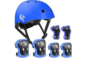 ZLEIOUY Kids Bike Helmet Skateboard Knee Pads - Kids Helmet Elbow Pads Wrist Guards Adjustable for 5~15yrs Girl Boy Kids Protective Gear Set for Sport Cycling Bike Roller Skating Scooter