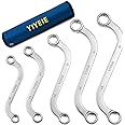 YIYEIE Offset S-Style Box End Wrench Set, 5-Piece, Chrome Vanadium Steel, 10x11mm, 12x13mm, 14x15mm, 16x17mm, 18x19mm