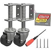Uscaster 2 Inch Gate Caster for Wooden Gate, 80 lbs Capacity, 360° Rotating,Solid Rubber Wheel, Spring-Loaded,with Mounting Screws & Screwdriver (2Pack)