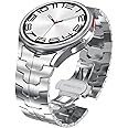 WINGLE Compatible for Samsung Galaxy Watch 7 6 Band Galaxy Watch 6 Classic Bands 47mm 5 Pro/5/4 Classic/4/FE for Men 43mm 45mm 44mm 40mm 46mm 42mm, No Gap Stainless Steel Metal Link Bracelet, Silver