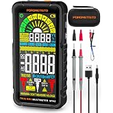 Smart Digital Multimeter Auto-Ranging POROMETISTO,Trues 6000 Counts | Rechargeable AC/DC Voltage&amp;Current, Ohm, Capacitance, Temperature, Dual Fuse Multi Tester With NCV For HVAC &amp; Automotive