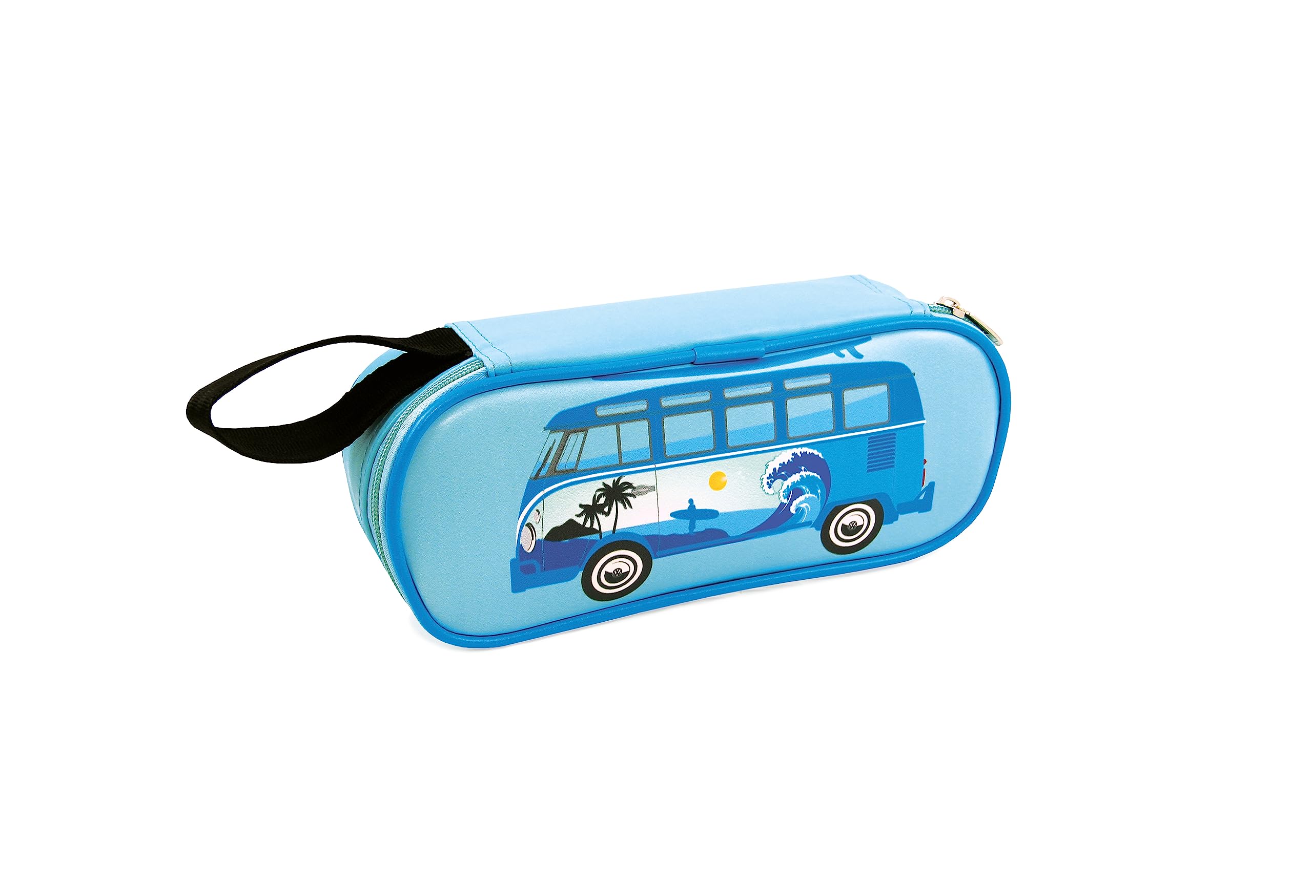 BRISA VW Collection - Volkswagen Utensil Pencil Case Stationery Pouch Make-up Holder in T1 Bus Campervan Design (Surf/Blue)
