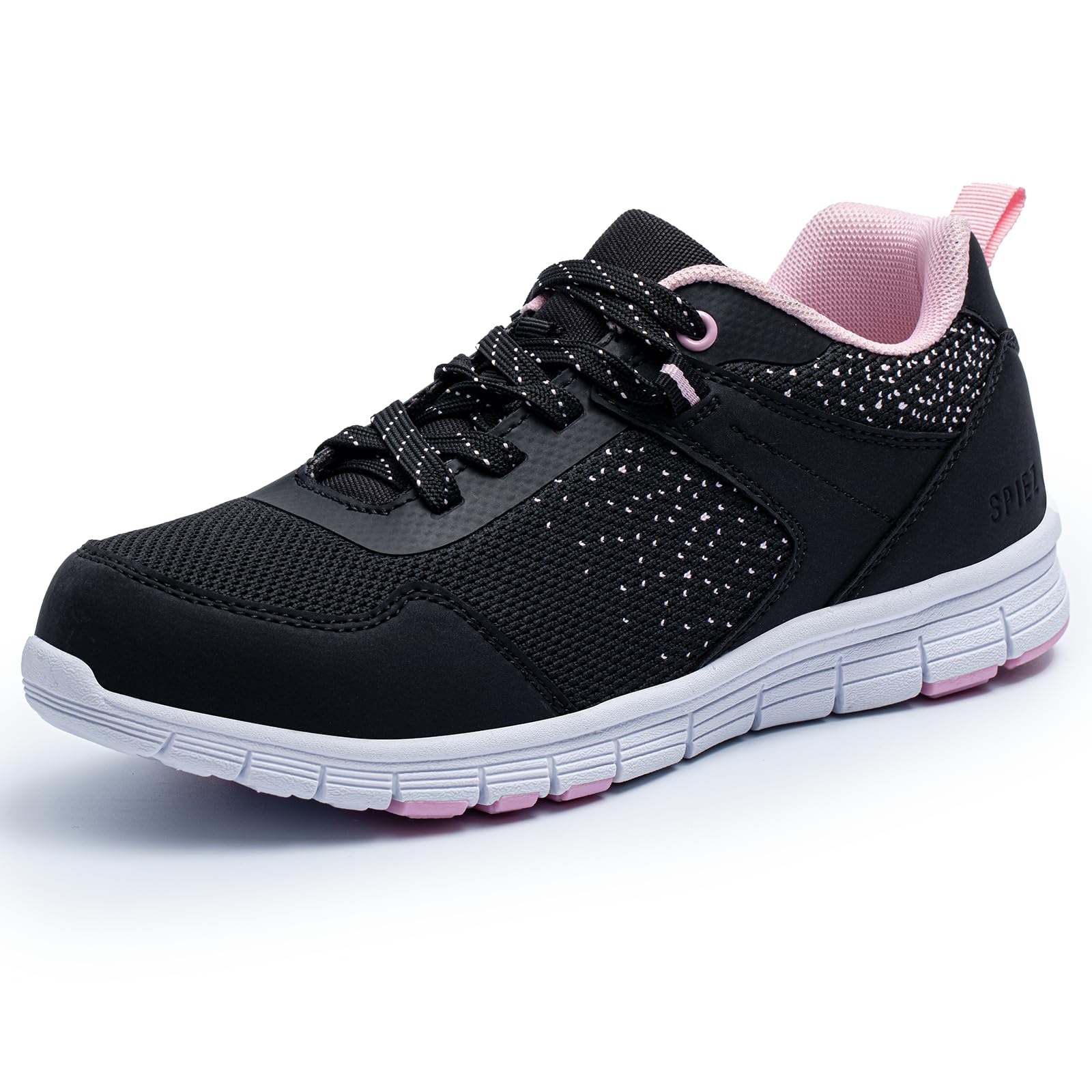 SPIEZ Leichte Arbeitsschuhe Damen Atmungsaktiv Pannensichere Sicherheitsschuhe für Damen, rutschfeste Modische Sneakers für die Arbeit und den Alltag (Schwarz-Rosa, EU 40)