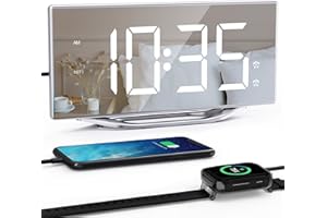 Digital Clock Large Display, Mirror Alarm Clocks for Bedrooms with 8.7" LED Screen,7-level Brightness, 2 USB Charging Ports, 