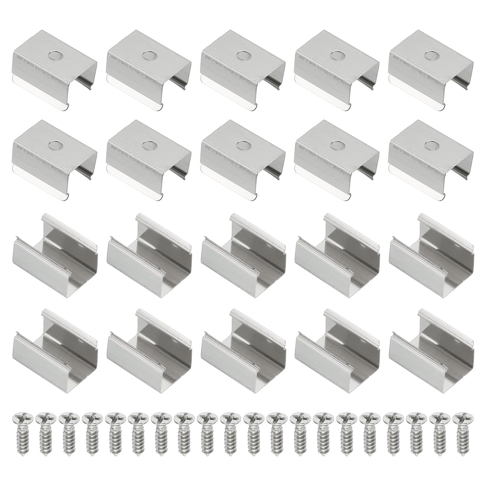 PATIKIL LED Strip Clips, 60pcs Stainless Steel Mounting Brackets Fixing Clip Clamp Support Holder with Screws for 12mm to 13mm LED Strip Lighting Cable — image 1