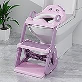 Potty Training Seat, Upgrade 2 in 1 Potty Training Toilet with Step Stool Foldable Toddler Toilet Seat for Kids Boys Girls Toddler Potty with Splash Guard Anti-Slip Pad Adjustable Ladder & Seat Height
