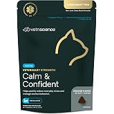 VetriScience Veterinary Strength Calm &amp; Confident Chews, 45 Count | Stress Supplement for Cats, Supports Brain Function for Cats, with L-Theanine, Thiamine &amp; More