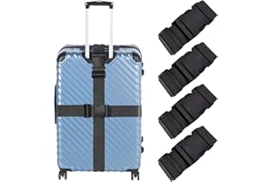 Luggage Strap, 4 Pack Adjustable Luggage Straps for Suitcases, Non-Slip Heavy Duty Suitcase Strap Luggage Belt for Travel Acc