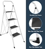 Home Vida 4 Step Ladder Heavy Duty Steel Folding 150kg White view 7