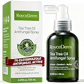 Roycederm Clotrimazole 1% Antifungal Spray for Athlete's Foot, 4.05 fl oz | Tea tree oil; jock itch &amp; ringworm treatment; itching, burning &amp; cracking relief