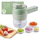 2027 Upgraded Multi Blade Chopper Electric Hand Held, 5-in-1 Wireless Vegetable Chopper with Slicing Grating Peeling, Rechargeable Food Processor for Garlic Onion Meat, Type-A