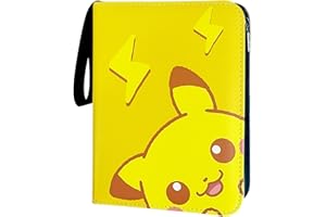 COLTUM Trading Card Binder 4-Pocket for TCG Cards, 440 Pockets Card Holder with 55 Removable Sleeves,Collection Case Book Display Storage Carrying Toy Gift for Kids Playing Trading Card Games (Yellow)