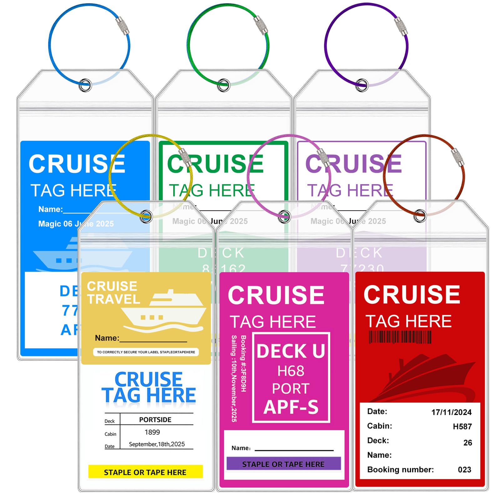 Photo 1 of Mziart Cruise Luggage Tag Holder for Carnival, Princess, NCL, Norwegian, MSC, 6 Pack Zip Seal Clear Luggage Tags for Cruise Ships, Cruise Ship Essentials Travel Must Haves