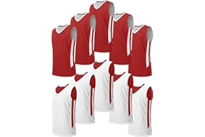 LIBERTY IMPORTS 10 Pack Youth Boys Reversible Mesh Performance Athletic Basketball Jerseys Blank Team Uniforms for Sports Scrimmage Bulk