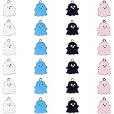 Morofme 24pcs Halloween Charms Ghost Pendants Skull Charms Halloween Enamel Charm Bulk Mini Ghost Ornaments for Jewelry Making DIY Necklace Bracelet Earring Supplies Accessories