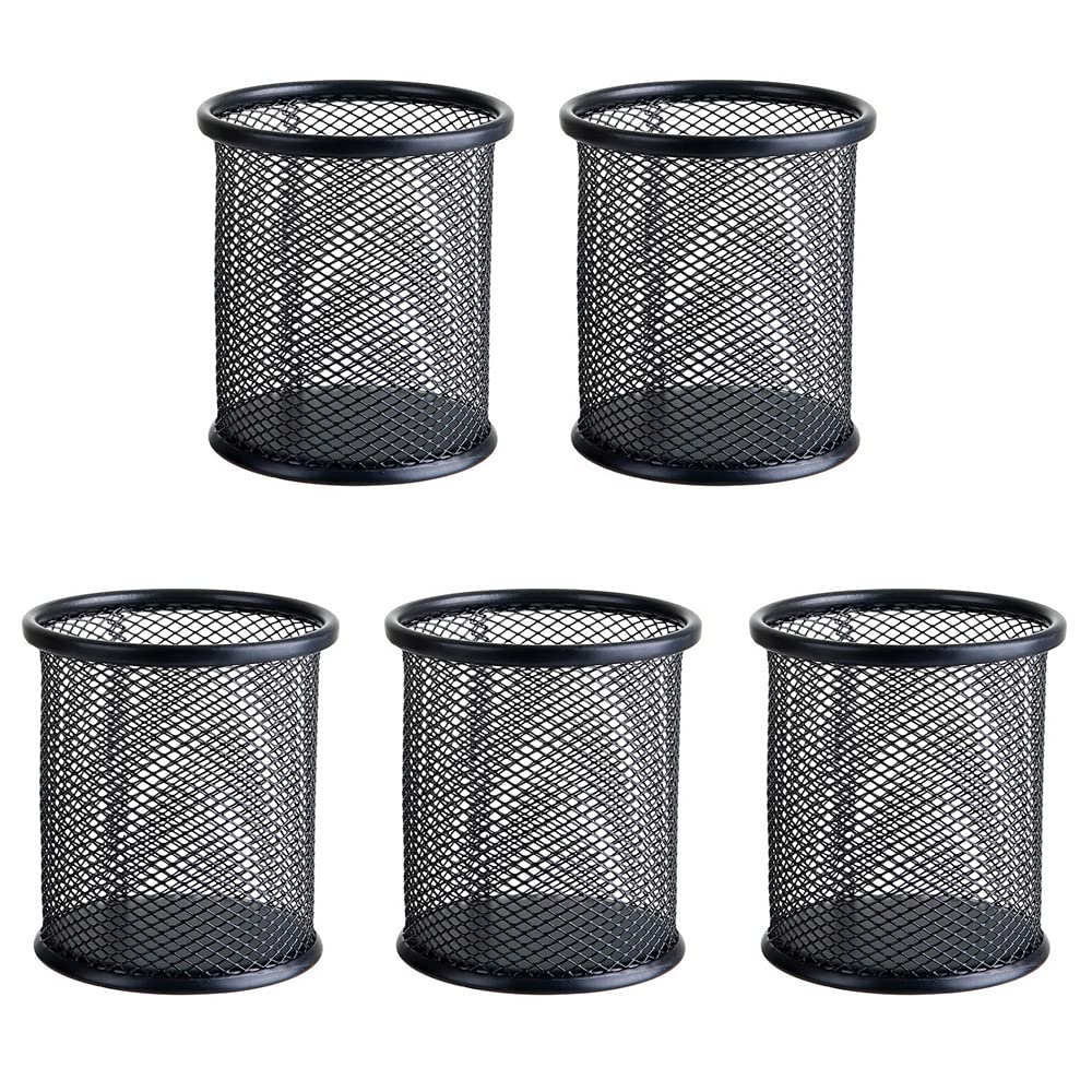 5 Pieces Office Storage Pen Holder, Pen Pencil Cup, Mesh Pencil Pot, Mesh Desk Office Organizer, Pen Holder, Used to Store Pencils, Pens, Eyebrow Pencils and Small Objects