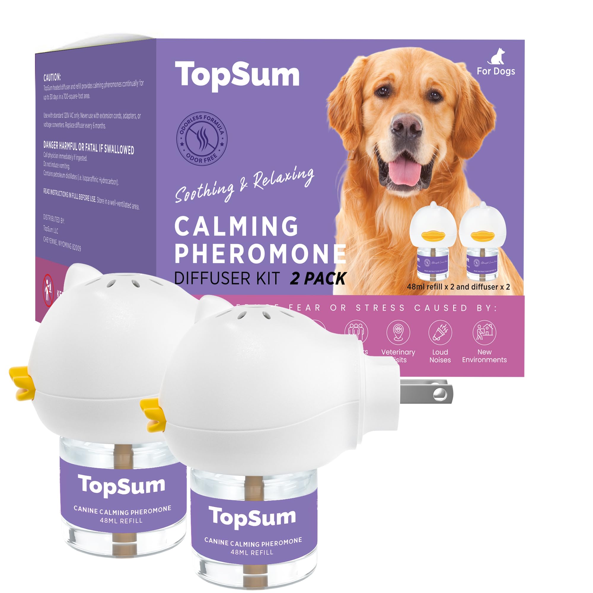 Photo 1 of TopSum Pheromone Diffuser for Dogs: Premium Dog Calming Diffuser - Calming Pheromones for Dogs - Dog Appeasing Pheromone - Pet Calming Diffuser for Dog Anxiety Relief, 2 Pack (S Purple)