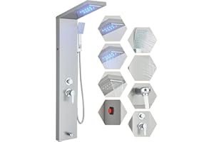 Votamuta Shower Panel Wall Mount Shower Tower Rainfall Waterfall Showerhead Full Body Jets Handheld Spray Tub Faucet 5 Shower
