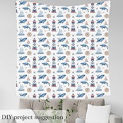 Feelyou Nautical Fabric by The Yard, Watercolor