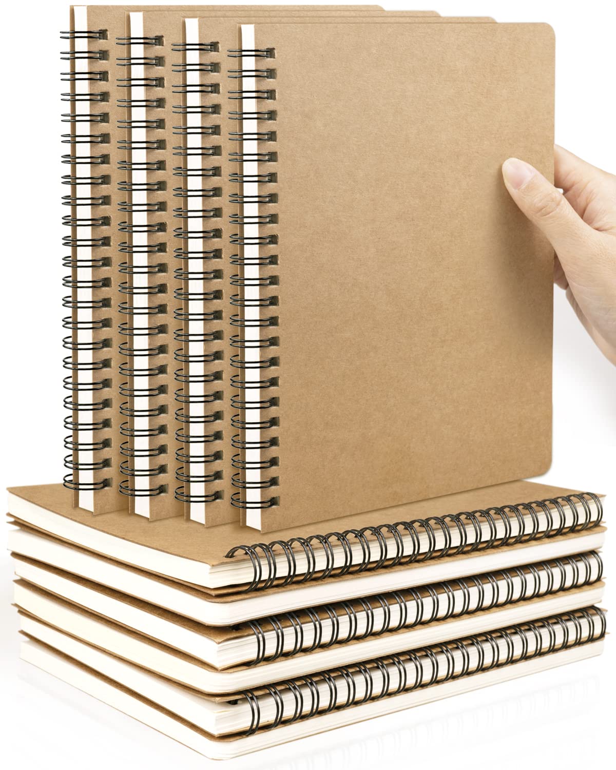 Photo 1 of A5 Spiral Notebooks Blank Journal 10-Pack, Softcover Unlined Sketch Pad for Drawing, Writing, Note Taking Travel Memo Notepads Diary Planner, 100 Pages/ 50 Sheets,8.3 "x 5.8"(Brown)