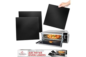 THREADNANNY Toaster Oven Liners Reusable for Ninja Air Fryer Bottom Heat Resistant Mat 3 Pack, Compatible with Cuisinart Air Fryer Toaster Oven 12"x12" Airfryer Liner, Heavy Duty Nonstick Square Air-Fryer Mats