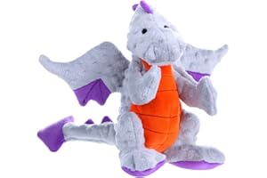 goDog Bubble Plush Dragons Squeaky Dog Toy, Chew Guard Technology - Gray, Large
