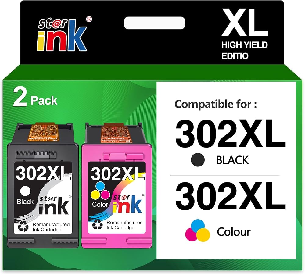starink 302XL Black Colour Ink Cartridge Combo for HP Envy OfficeJet DeskJet