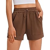 PINSPARK Sweat Shorts for Women Casual Summer Athletic Short Elastic Waist Comfy Lounge Shorts Bottoms with Pockets